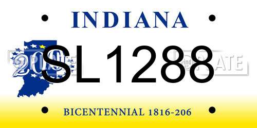 SL1288 Indiana License Plate