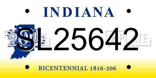 SL25642 Indiana License Plate