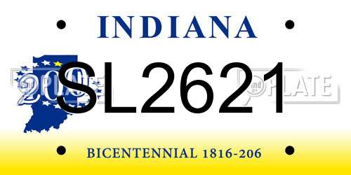 SL2621 Indiana License Plate