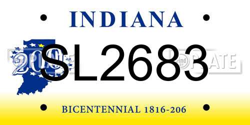 SL2683 Indiana License Plate