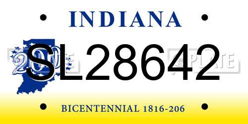 SL28642 Indiana License Plate