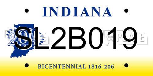 SL2B019 Indiana License Plate
