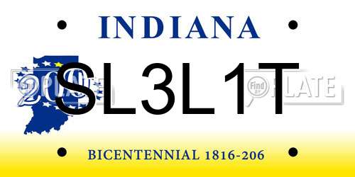 SL3L1T Indiana License Plate