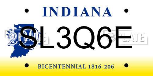 SL3Q6E Indiana License Plate