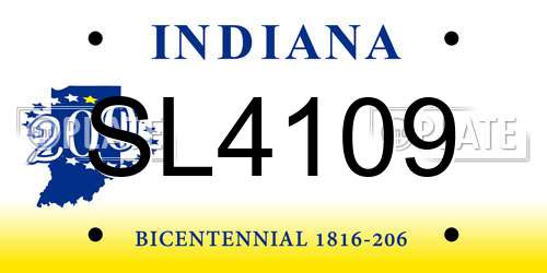 SL4109 Indiana License Plate