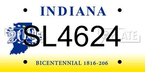 SL4624 Indiana License Plate