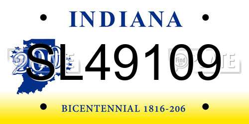 SL49109 Indiana License Plate