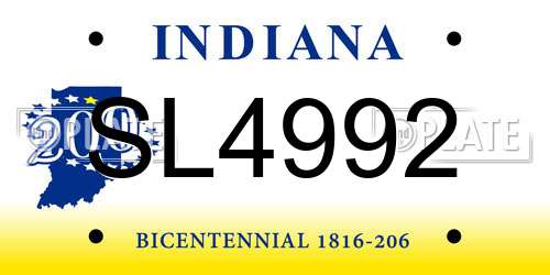 SL4992 Indiana License Plate