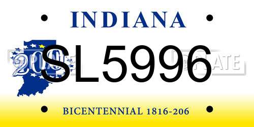 SL5996 Indiana License Plate