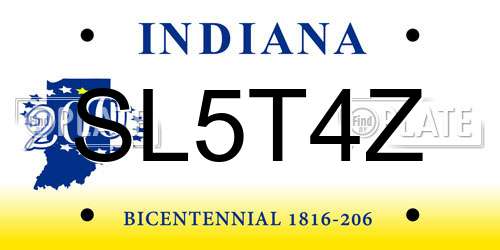 SL5T4Z Indiana License Plate