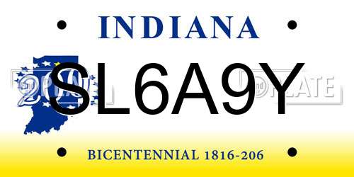 SL6A9Y Indiana License Plate