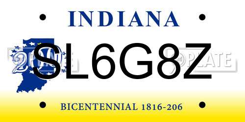 SL6G8Z Indiana License Plate