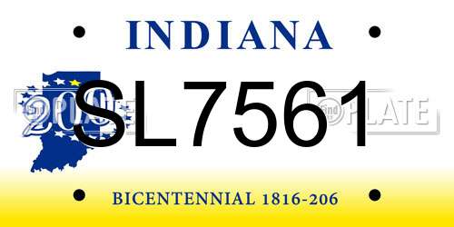 SL7561 Indiana License Plate