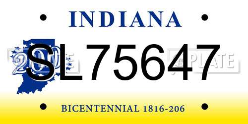 SL75647 Indiana License Plate