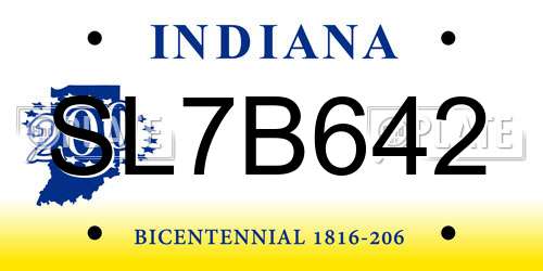 SL7B642 Indiana License Plate