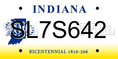SL7S642 Indiana License Plate