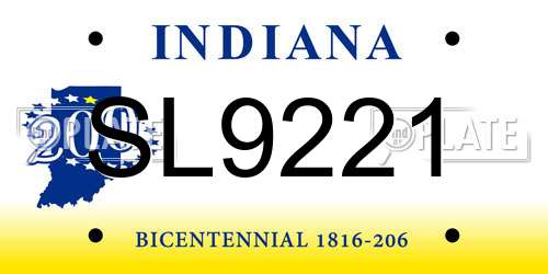 SL9221 Indiana License Plate