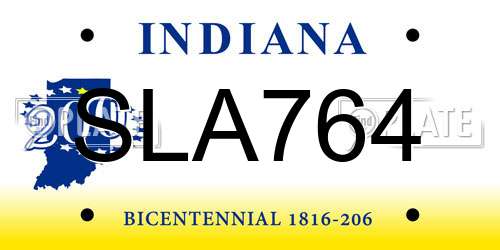 SLA764 Indiana License Plate