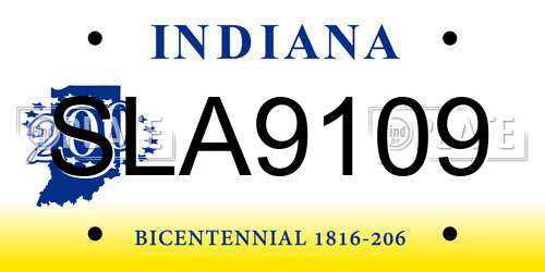 SLA9109 Indiana License Plate
