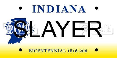 SLAYER Indiana License Plate