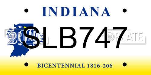 SLB747 Indiana License Plate