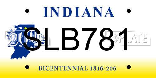 SLB781 Indiana License Plate