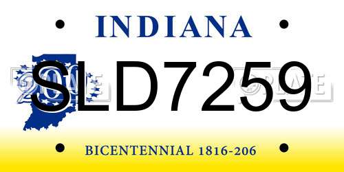 SLD7259 Indiana License Plate