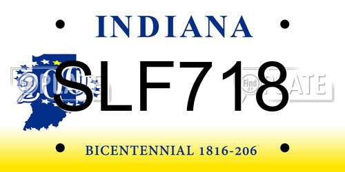 SLF718 Indiana License Plate