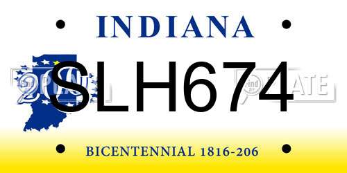 SLH674 Indiana License Plate