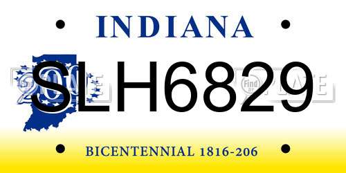 SLH6829 Indiana License Plate