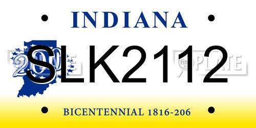 SLK2112 Indiana License Plate