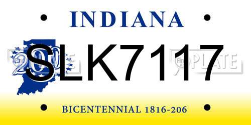 SLK7117 Indiana License Plate