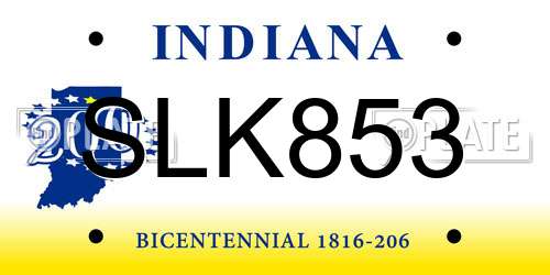 SLK853 Indiana License Plate