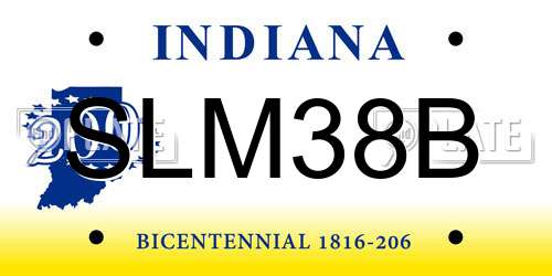 SLM38B Indiana License Plate