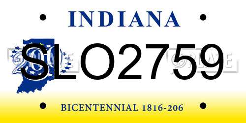 SLO2759 Indiana License Plate