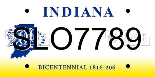 SLO7789 Indiana License Plate
