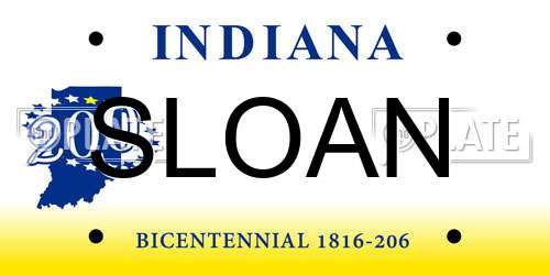 SLOAN Indiana License Plate