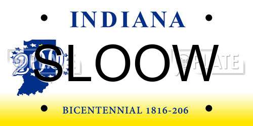 SLOOW Indiana License Plate