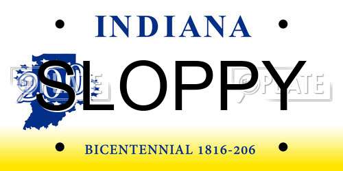 SLOPPY Indiana License Plate