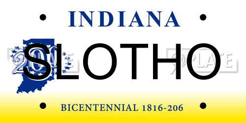 SLOTHO Indiana License Plate