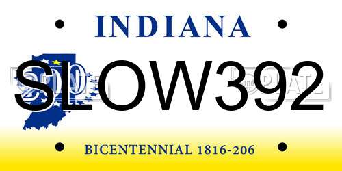 SLOW392 Indiana License Plate