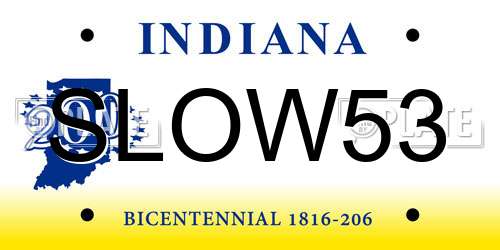 SLOW53 Indiana License Plate