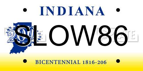 SLOW86 Indiana License Plate