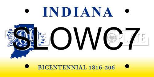 SLOWC7 Indiana License Plate