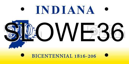 SLOWE36 Indiana License Plate