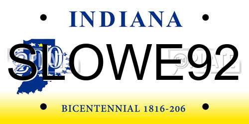 SLOWE92 Indiana License Plate