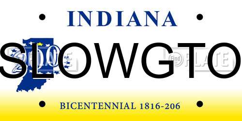 SLOWGTO Indiana License Plate