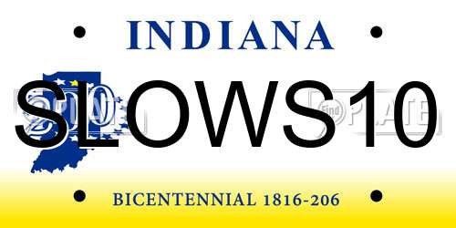 SLOWS10 Indiana License Plate