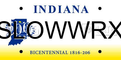 SLOWWRX Indiana License Plate