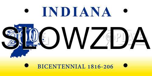 SLOWZDA Indiana License Plate